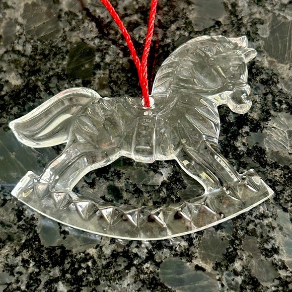 GORHAM Crystal Rocking Horse Holiday ornament Intricate Design Clear Like new - Picture 1 of 9